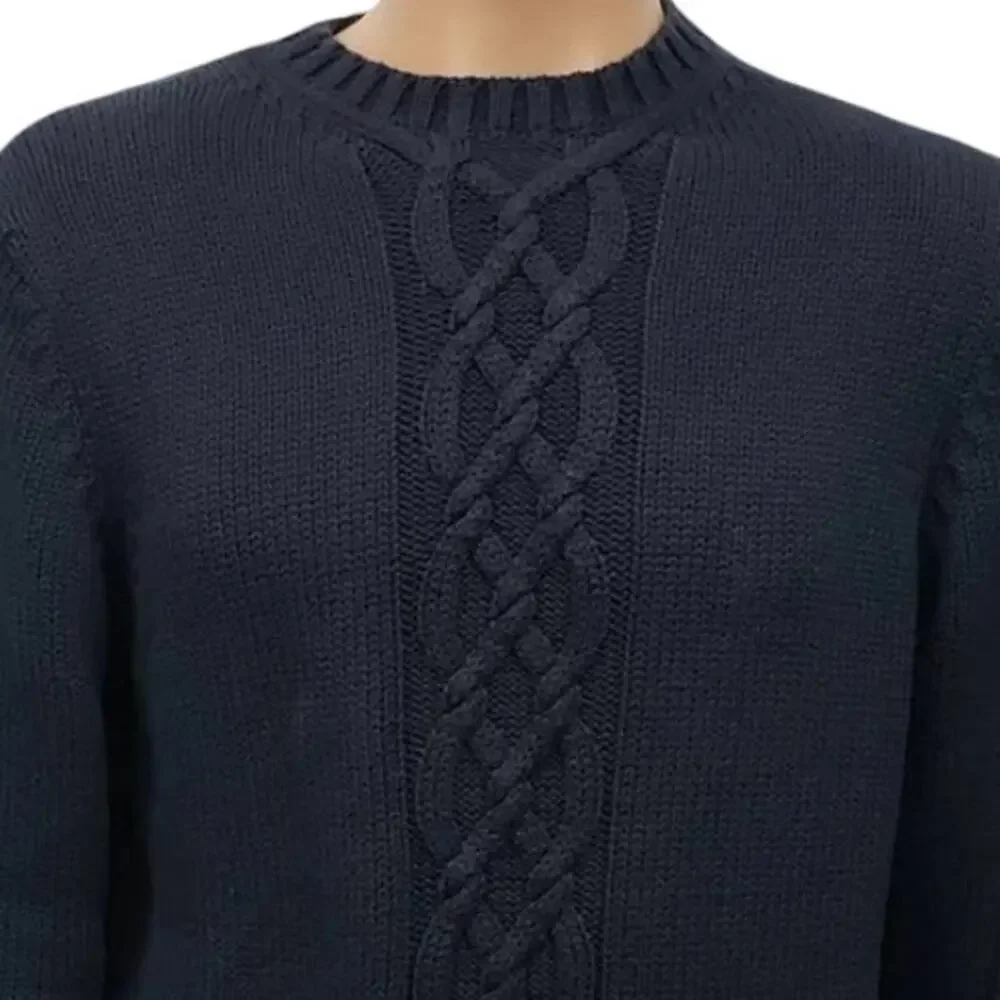 Banana Republic Fisherman Cable knit Sweater Navy Cotton Crew neck Y2K Large